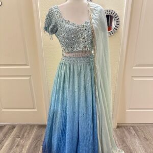 Elegant Blue and Silver Lehenga Choli